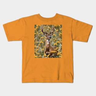 Nebraskan White Tailed Deer Surrounded By Goldenrod 1 Kids T-Shirt